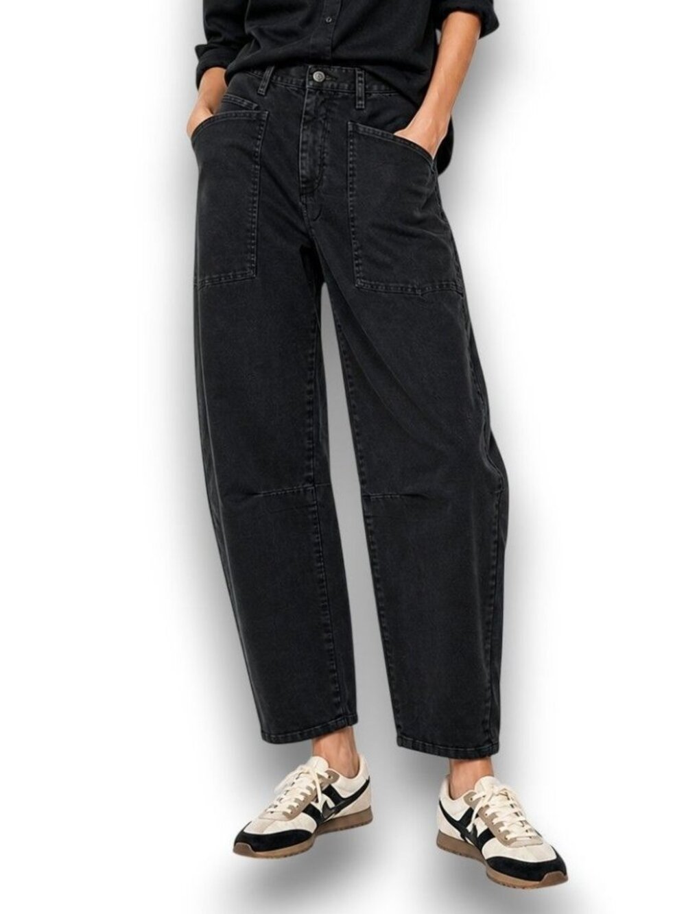 Nili Lotan Shon Barrel Leg Pants Mid-Rise Trouser